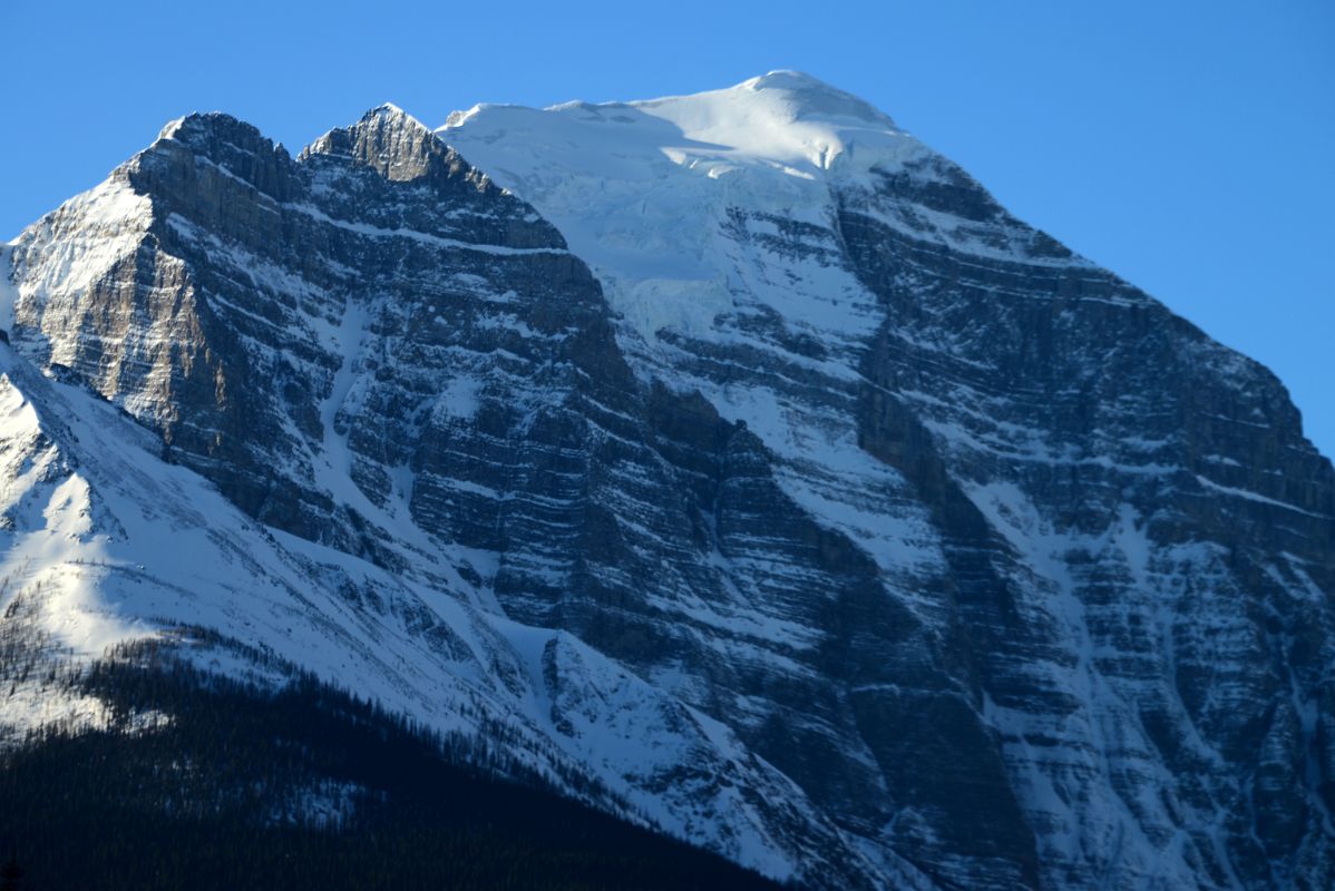 12 Mount Temple North Face Morning From Trans Canada Highway Driving Between Banff And Lake Louise in Winter